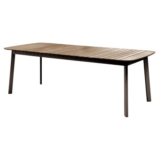 Tavolo rettangolare con piano in teak 225x100